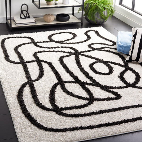 Safavieh Norway Modern Area Rug - Elegant Power-loomed Design For Hallways, Durable And Easy To Maintain Ivory ,Black Polyester Nor202a-26