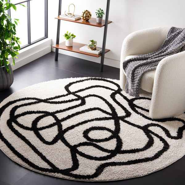 Safavieh Norway Exquisite Abstract Area Rug In Bold Ivory And Black For Modern Home Elegance And Comfort Ivory ,Black Polyester Nor202a-10