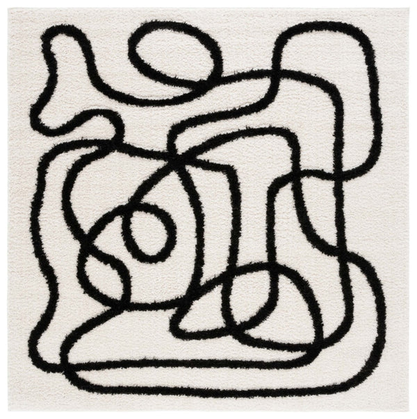 Safavieh Norway Modern Area Rug - Elegant Power-loomed Design For Hallways, Durable And Easy To Maintain Ivory ,Black Polyester Nor202a-26