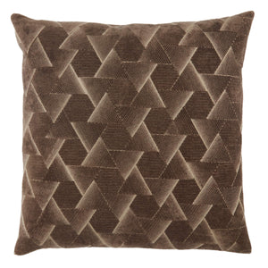 Jaipur Living Jaipur Living Jacques Velvet Embroidered Geometric Pillow Cover Art Deco Accent Dark Taupe PLC102337