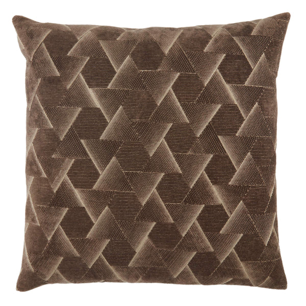 Jaipur Living Jaipur Living Jacques Velvet Embroidered Geometric Pillow Cover Art Deco Accent Dark Taupe PLC102337