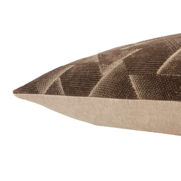 Jaipur Living Jaipur Living Jacques Velvet Embroidered Geometric Pillow Cover Art Deco Accent Dark Taupe PLC102337