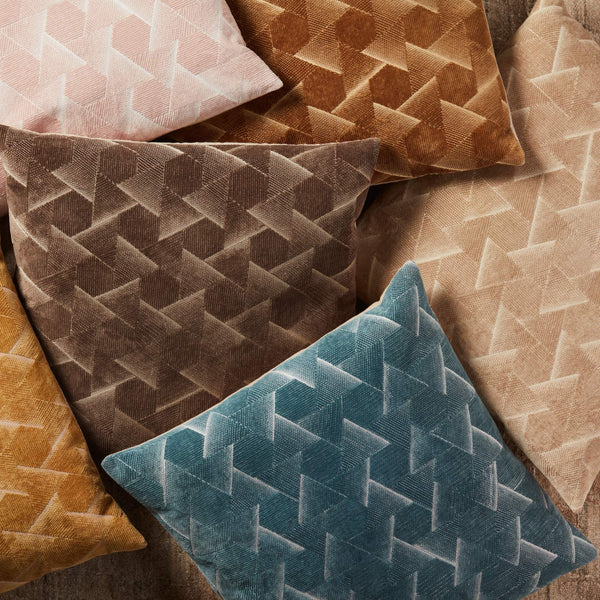Jaipur Living Jaipur Living Jacques Velvet Embroidered Geometric Throw Pillow Art Deco Cotton Square Dark Taupe Poly Fill PLW103547