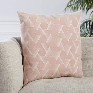 Jaipur Living Jaipur Living Jacques Velvet Embroidered Geometric Throw Pillow Art Deco Cotton Square Blush Poly Fill PLW103541