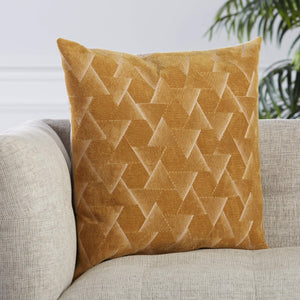 Jaipur Living Jaipur Living Jacques Velvet Embroidered Geometric Pillow Cover Art Deco Accent Gold PLC102340