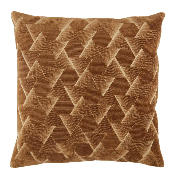 Jaipur Living Jaipur Living Jacques Velvet Embroidered Geometric Pillow Cover Art Deco Accent Brown PLC102343