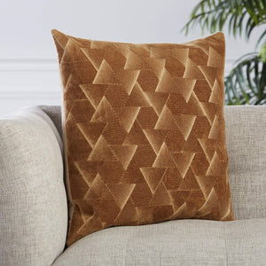 Jaipur Living Jaipur Living Jacques Velvet Embroidered Geometric Throw Pillow Art Deco Cotton Square Brown Down PLW103493