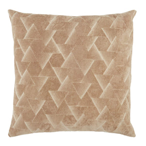 Jaipur Living Jaipur Living Jacques Velvet Embroidered Geometric Pillow Cover Art Deco Accent Beige PLC102328