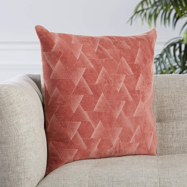 Jaipur Living Jaipur Living Jacques Velvet Embroidered Geometric Pillow Cover Art Deco Accent Dark Pink PLC102325