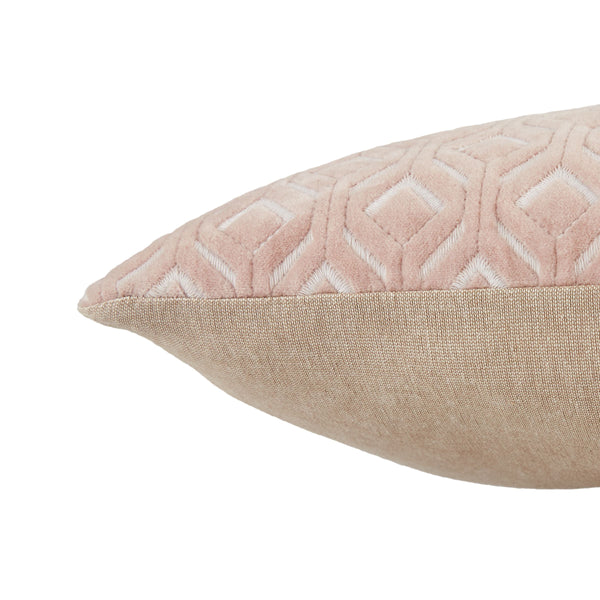 Jaipur Living Jaipur Living Colinet Velvet Lumbar Pillow Art Deco Embroidered Trellis Lattice Accent Blush Poly Fill PLW103542
