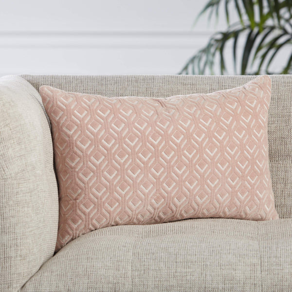 Jaipur Living Jaipur Living Colinet Velvet Lumbar Pillow Art Deco Embroidered Trellis Lattice Accent Blush Poly Fill PLW103542