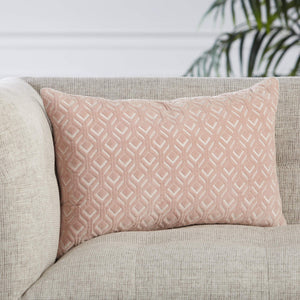Jaipur Living Jaipur Living Nouveau Velvet Lumbar Pillow Cover Embroidered Diamond Trellis Sofa Accent Blush PLC102332