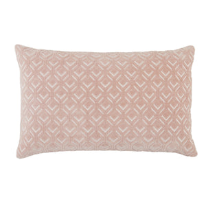 Jaipur Living Jaipur Living Nouveau Velvet Lumbar Pillow Cover Embroidered Diamond Trellis Sofa Accent Blush PLC102332
