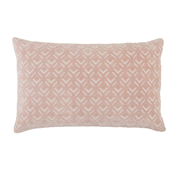 Jaipur Living Jaipur Living Nouveau Velvet Lumbar Pillow Cover Embroidered Diamond Trellis Sofa Accent Blush PLC102332