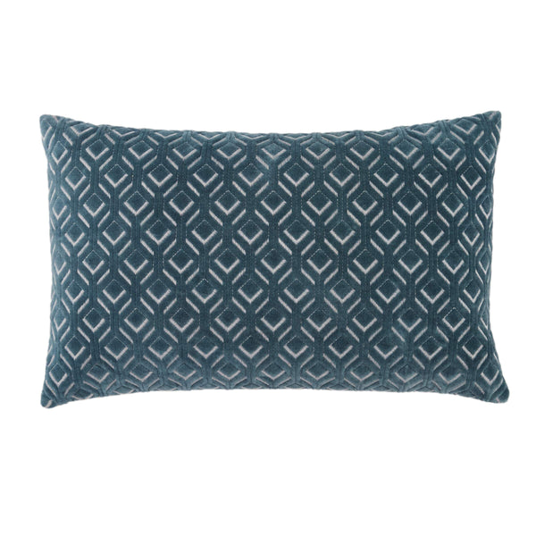 Jaipur Living Jaipur Living Colinet Velvet Lumbar Pillow Art Deco Embroidered Trellis Lattice Accent Blue Poly Fill PLW103545
