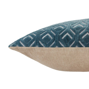 Jaipur Living Jaipur Living Colinet Velvet Lumbar Pillow Art Deco Embroidered Trellis Lattice Accent Blue Poly Fill PLW103545