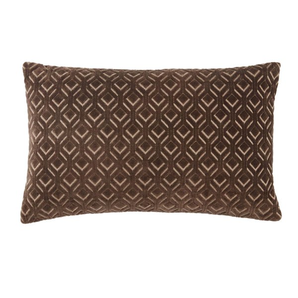 Jaipur Living Jaipur Living Colinet Velvet Lumbar Pillow Art Deco Embroidered Trellis Lattice Accent Dark Taupe Poly Fill PLW103548