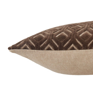 Jaipur Living Jaipur Living Colinet Velvet Lumbar Pillow Art Deco Embroidered Trellis Lattice Accent Dark Taupe Poly Fill PLW103548