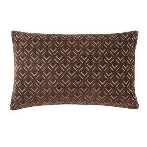 Jaipur Living Jaipur Living Nouveau Velvet Lumbar Pillow Cover Embroidered Diamond Trellis Sofa Accent Dark Taupe PLC102338