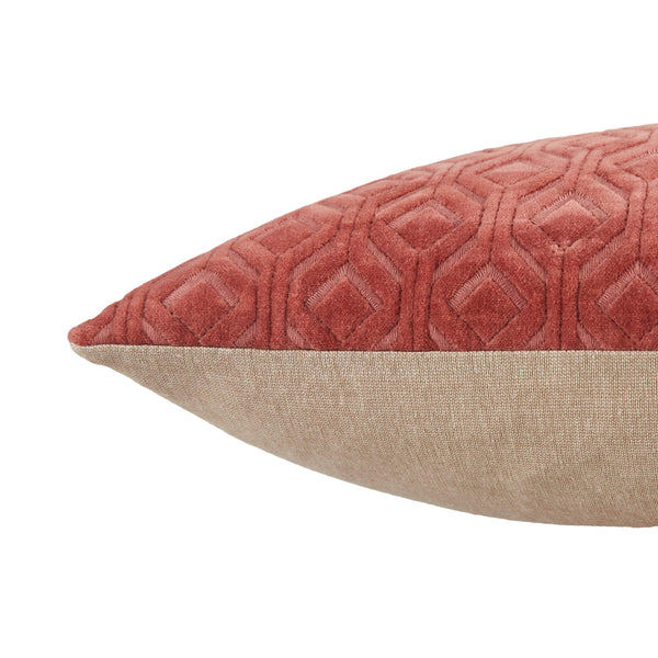 Jaipur Living Jaipur Living Colinet Velvet Lumbar Pillow Art Deco Embroidered Trellis Lattice Accent Dark Pink Poly Fill PLW103536