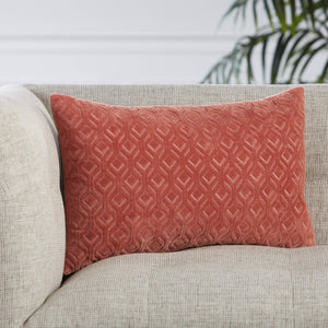 Jaipur Living Jaipur Living Nouveau Velvet Lumbar Pillow Cover Embroidered Diamond Trellis Sofa Accent Dark Pink PLC102326