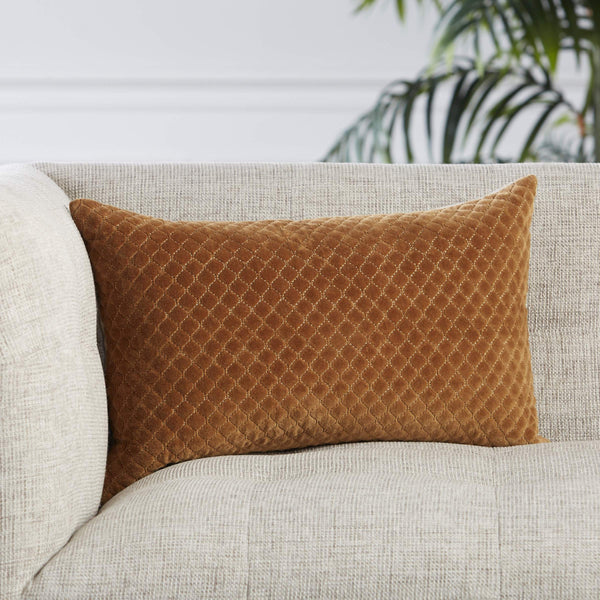 Jaipur Living Jaipur Living Rawlings Cotton Velvet Lumbar Pillow Cover Embroidered Bronze Trellis PLC102344