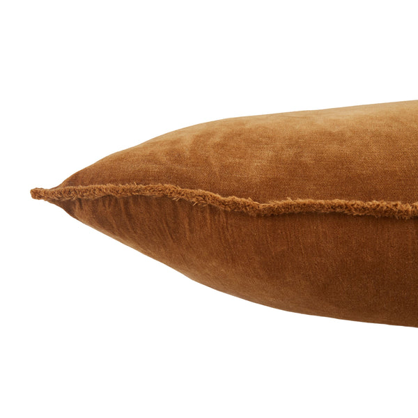Jaipur Living Jaipur Living Sunbury Cotton Velvet Throw Pillow Cover with Art Deco Fringe Trim Brown PLC102342