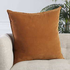 Jaipur Living Jaipur Living Sunbury Cotton Velvet Throw Pillow with Fringe Trim Art Deco Accent Brown Down PLW103492