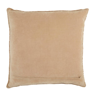 Jaipur Living Jaipur Living Sunbury Cotton Velvet Throw Pillow Cover with Art Deco Fringe Trim Beige PLC102327