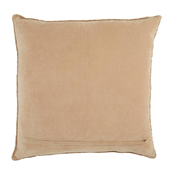 Jaipur Living Jaipur Living Sunbury Cotton Velvet Throw Pillow Cover with Art Deco Fringe Trim Beige PLC102327