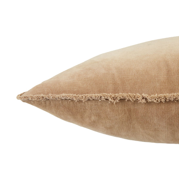 Jaipur Living Jaipur Living Sunbury Cotton Velvet Throw Pillow Cover with Art Deco Fringe Trim Beige PLC102327