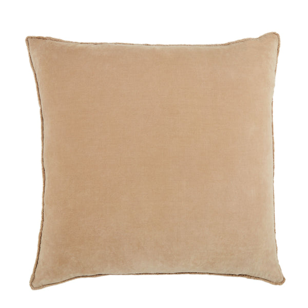 Jaipur Living Jaipur Living Sunbury Cotton Velvet Throw Pillow with Fringe Trim Art Deco Accent Beige Down PLW103477