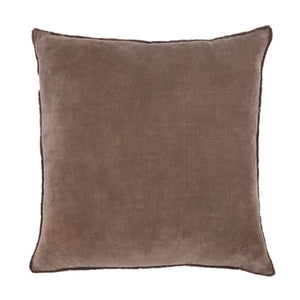 Jaipur Living Jaipur Living Sunbury Cotton Velvet Throw Pillow Cover with Art Deco Fringe Trim Dark Taupe PLC102336