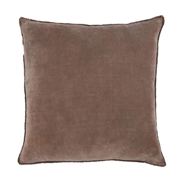 Jaipur Living Jaipur Living Sunbury Cotton Velvet Throw Pillow Cover with Art Deco Fringe Trim Dark Taupe PLC102336