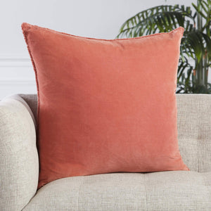 Jaipur Living Jaipur Living Sunbury Cotton Velvet Throw Pillow Cover with Art Deco Fringe Trim Pink PLC102324