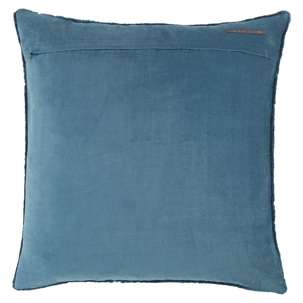 Jaipur Living Jaipur Living Sunbury Cotton Velvet Throw Pillow Cover with Art Deco Fringe Trim Blue PLC102333