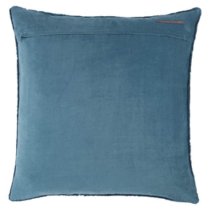 Jaipur Living Jaipur Living Sunbury Cotton Velvet Throw Pillow with Fringe Trim Art Deco Accent Blue Poly Fill PLW103543