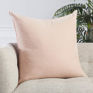 Jaipur Living Jaipur Living Sunbury Cotton Velvet Throw Pillow Cover with Art Deco Fringe Trim Blush PLC102330