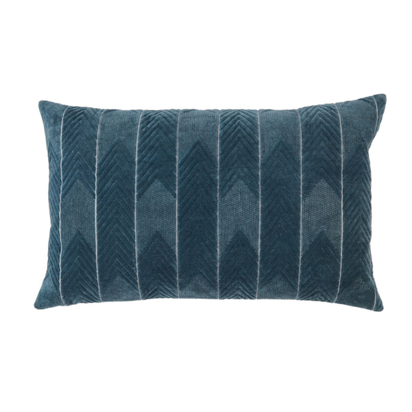 Jaipur Living Jaipur Living Bourdelle Embroidered Chevron Cotton Velvet Lumbar Pillow Art Deco Sofa Accent Blue Poly Fill PLW103574