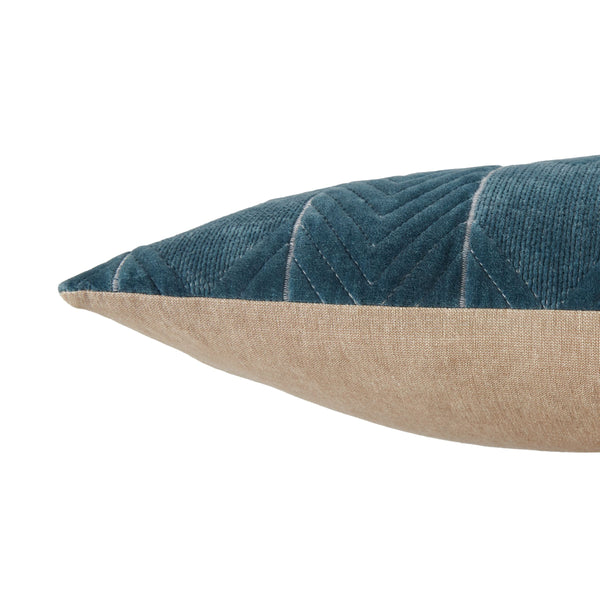 Jaipur Living Jaipur Living Bourdelle Embroidered Chevron Cotton Velvet Lumbar Pillow Art Deco Sofa Accent Blue Poly Fill PLW103574