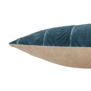 Jaipur Living Jaipur Living Velvet Lumbar Pillow Cover Hand Embroidered Chevron Art Deco Sofa Accent Blue PLC102357