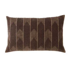 Jaipur Living Jaipur Living Bourdelle Embroidered Chevron Cotton Velvet Lumbar Pillow Art Deco Sofa Accent Dark Taupe Poly Fill PLW103576