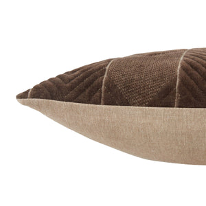 Jaipur Living Jaipur Living Bourdelle Embroidered Chevron Cotton Velvet Lumbar Pillow Art Deco Sofa Accent Dark Taupe Poly Fill PLW103576