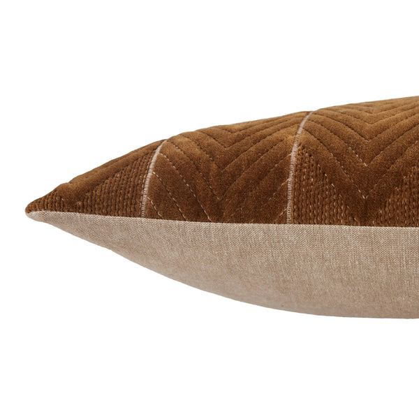 Jaipur Living Jaipur Living Velvet Lumbar Pillow Cover Hand Embroidered Chevron Art Deco Sofa Accent Brown PLC102360