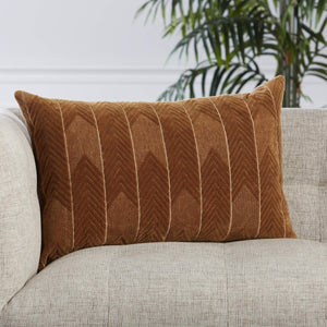 Jaipur Living Jaipur Living Velvet Lumbar Pillow Cover Hand Embroidered Chevron Art Deco Sofa Accent Brown PLC102360