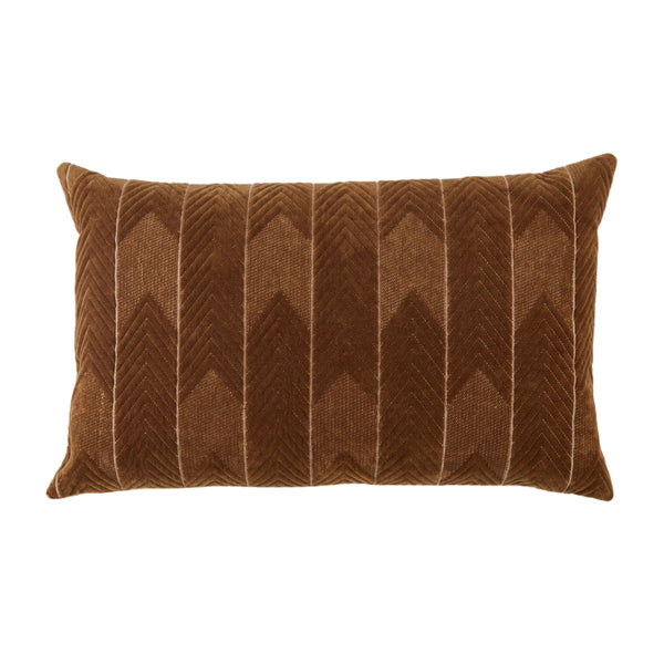 Jaipur Living Jaipur Living Velvet Lumbar Pillow Cover Hand Embroidered Chevron Art Deco Sofa Accent Brown PLC102360