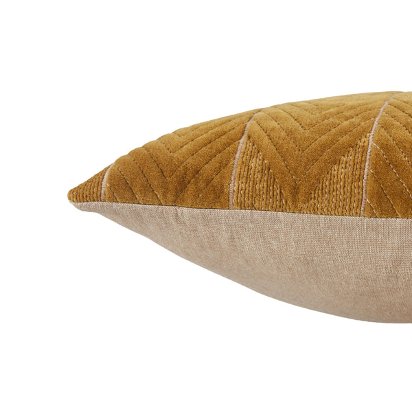 Jaipur Living Jaipur Living Velvet Lumbar Pillow Cover Hand Embroidered Chevron Art Deco Sofa Accent Beige PLC102359