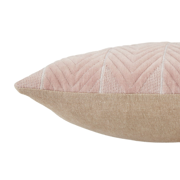 Jaipur Living Jaipur Living Velvet Lumbar Pillow Cover Hand Embroidered Chevron Art Deco Sofa Accent Blush PLC102356