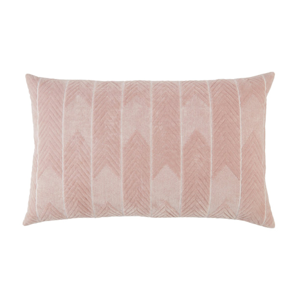 Jaipur Living Jaipur Living Velvet Lumbar Pillow Cover Hand Embroidered Chevron Art Deco Sofa Accent Blush PLC102356