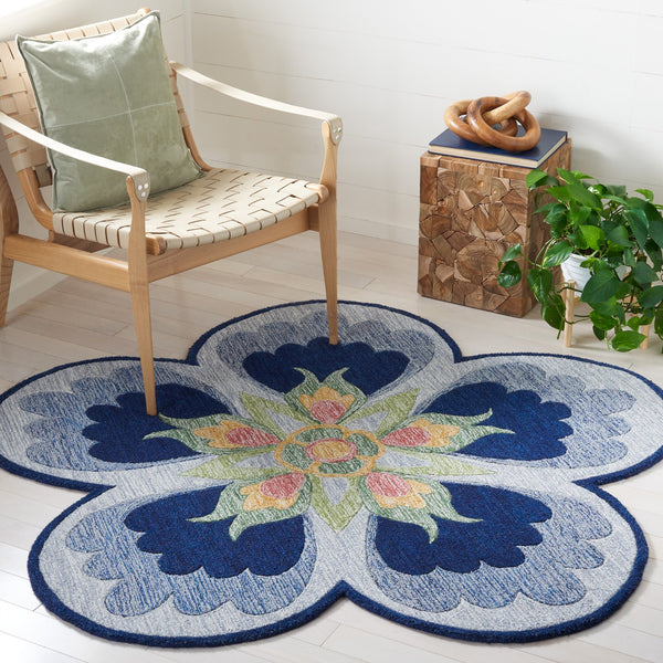 Safavieh Novelty Luxurious Wool And Cotton Rug - Stylish Blue Grey Design For Any Home Decor Style Blue ,Grey 80% Wool,20% Cotton With Cotton Backing Nov103m-3r